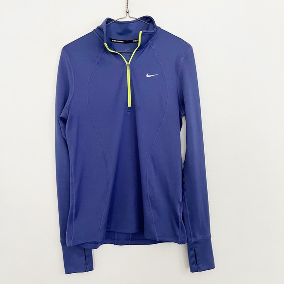 Nike Running Top Womens Size Medium Racer Blue 1/4 Zip Dri Fit Athletic Pullover - Picture 1 of 7